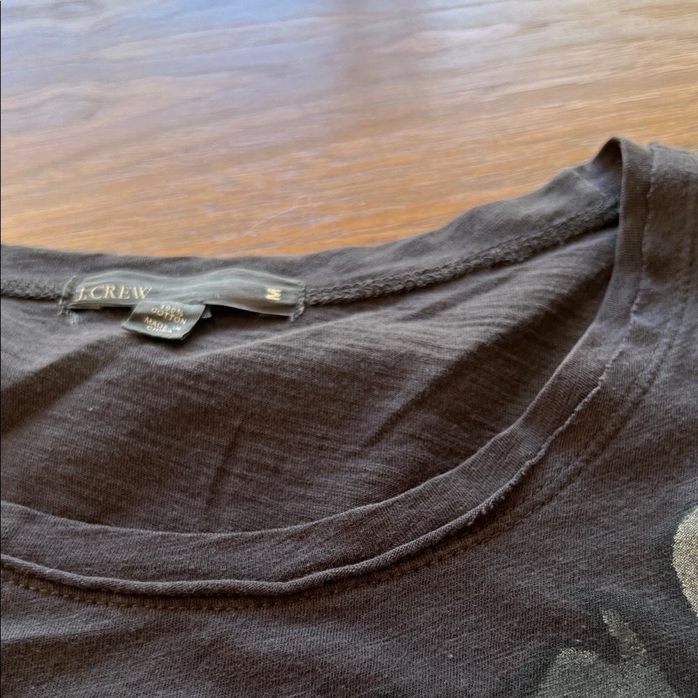 J. Crew Charcoal Gray Appliqué Cotton Tee - Picture 6 of 6